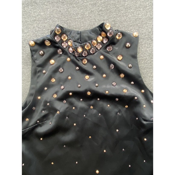 Anthropologie Tanvi Kedia Mini Dress Large Women Sleeveless Shine Preppy Retro - Picture 3 of 16